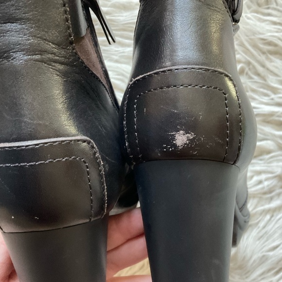 TODS Brown Suede & Leather Buckle Round Toe Heeled Ankle Bootie Size 39.5 - Picture 10 of 11